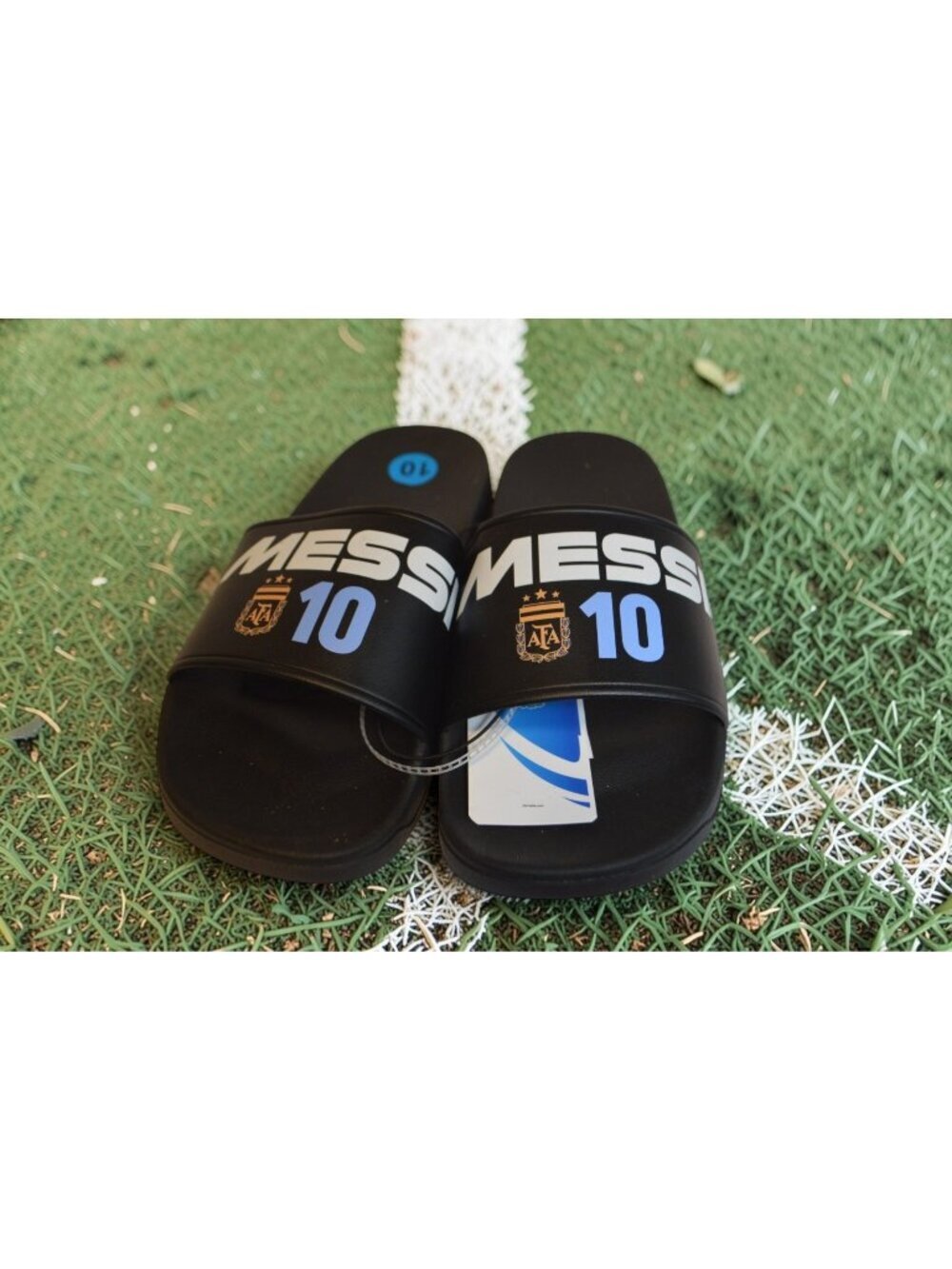 Official AFA Argentina Lionel Messi #10 Slides Sandals Size 10 Black NWOT